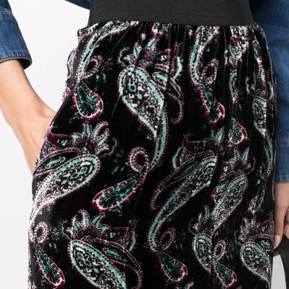 Isabel Marant Paisley Printed Velvet Skirt - Picture 3 of 7